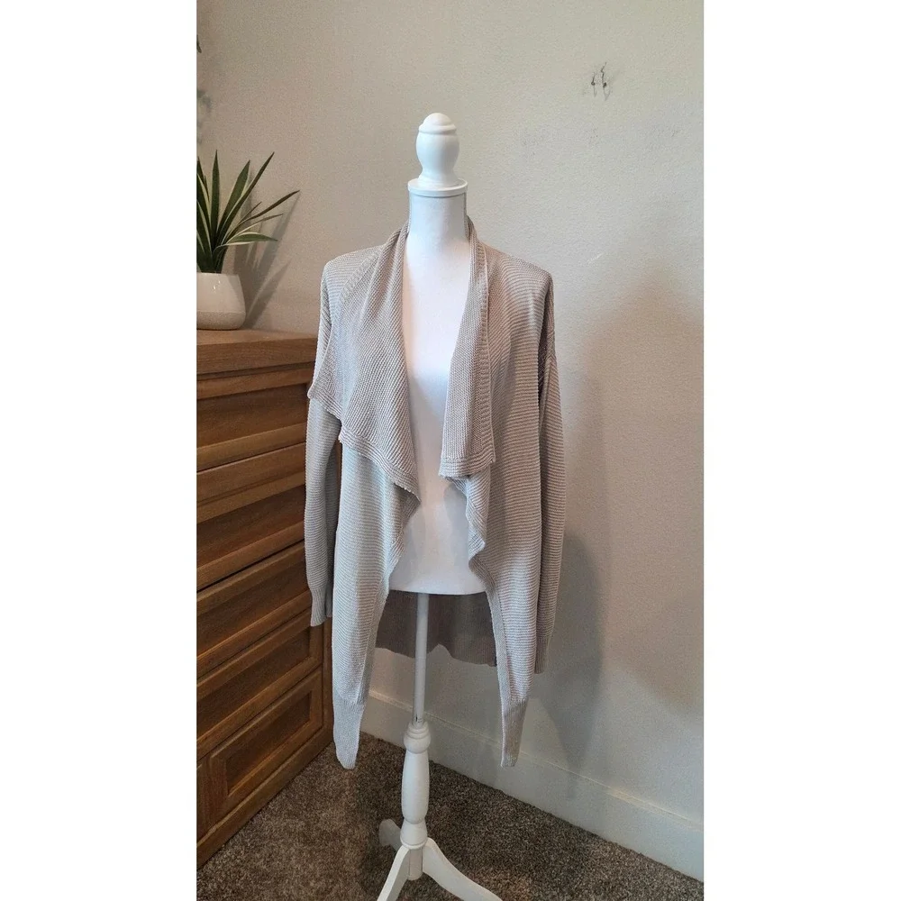 Banana Republic Waterfall Cardigan Italian Linen‎ Draped Beige Coastal Medium
